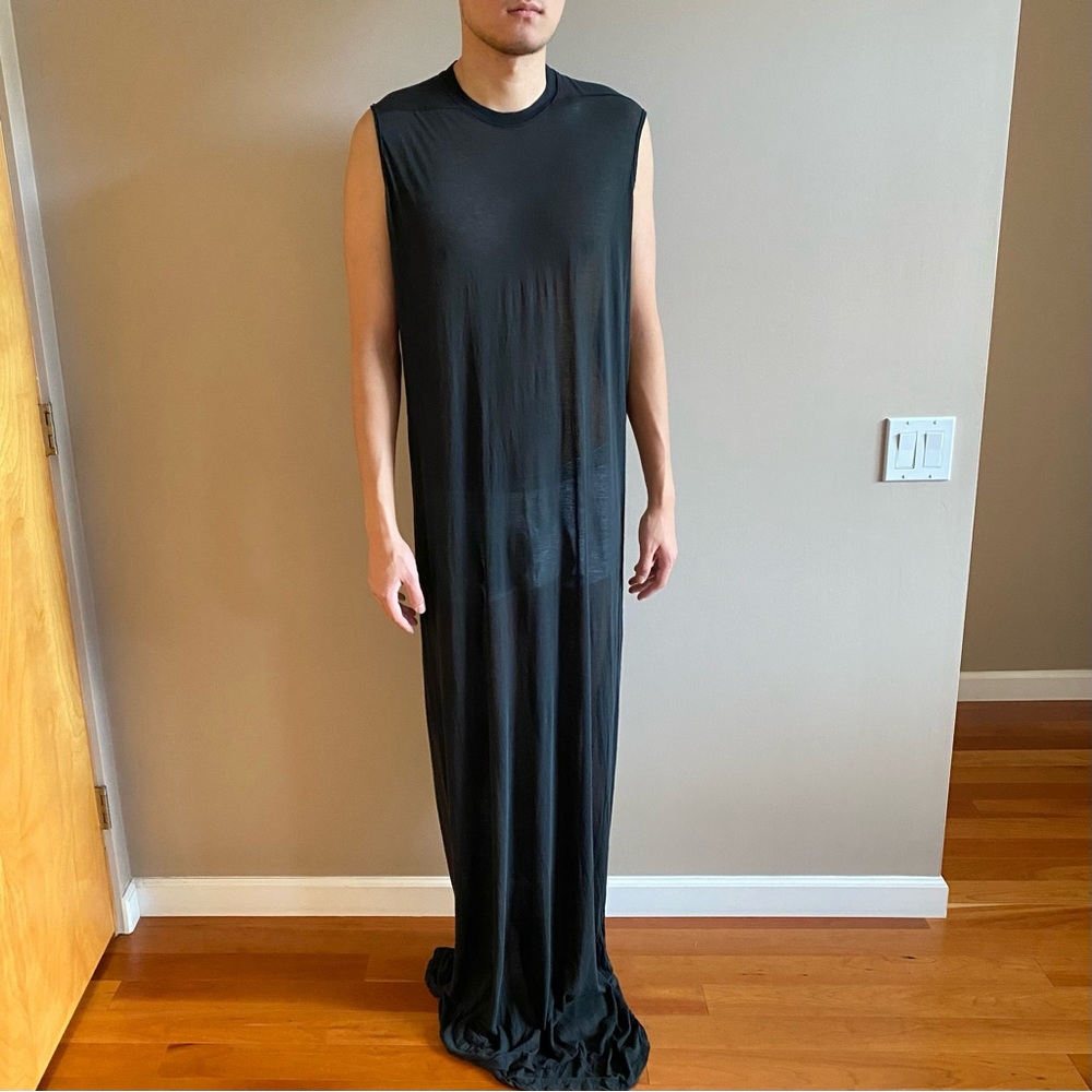 Rick Owens Black Sleeveless Long Tank Dress